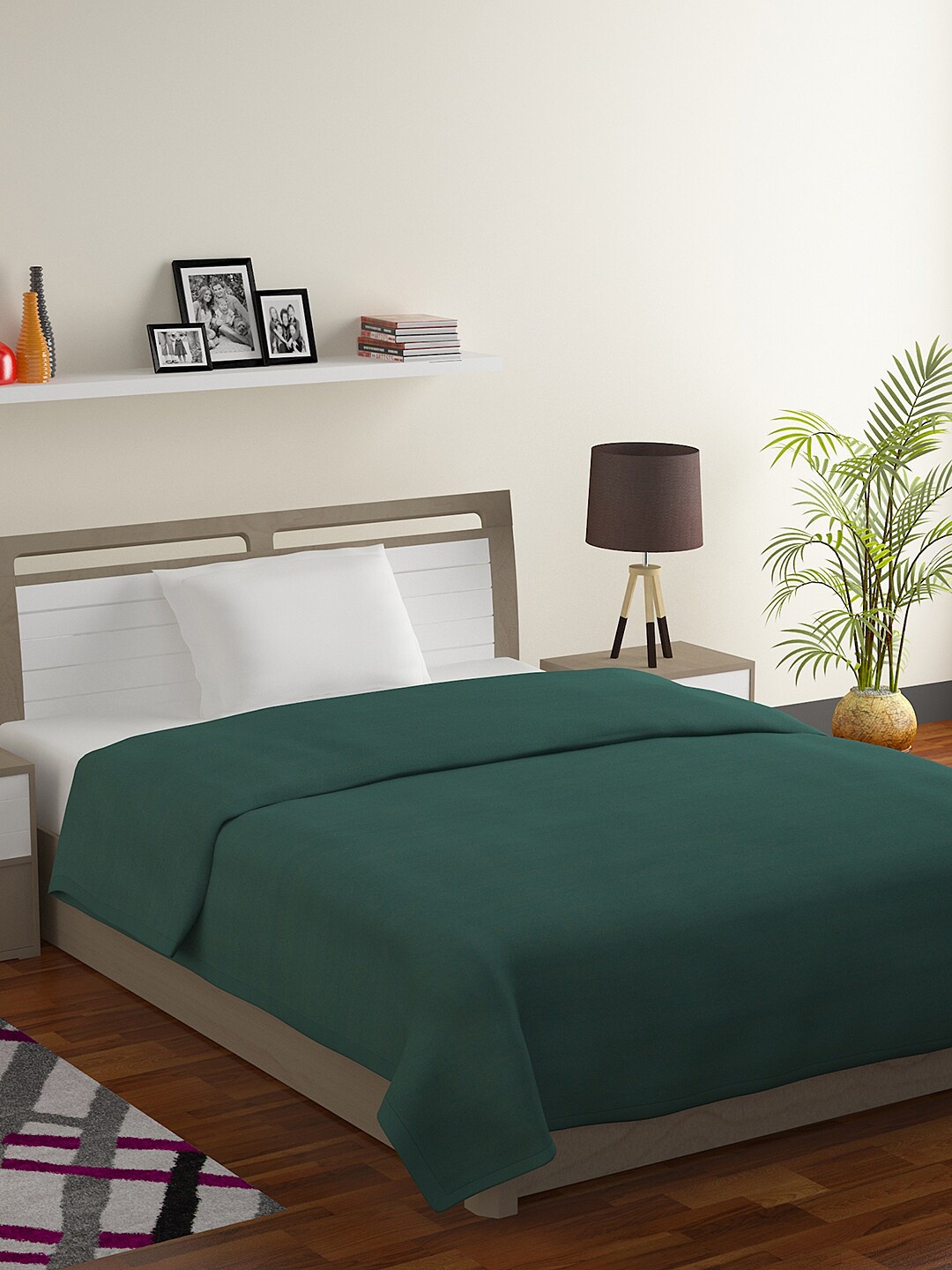 

BOMBAY DYEING Olive Green AC Room 181 GSM Single Bed Blanket