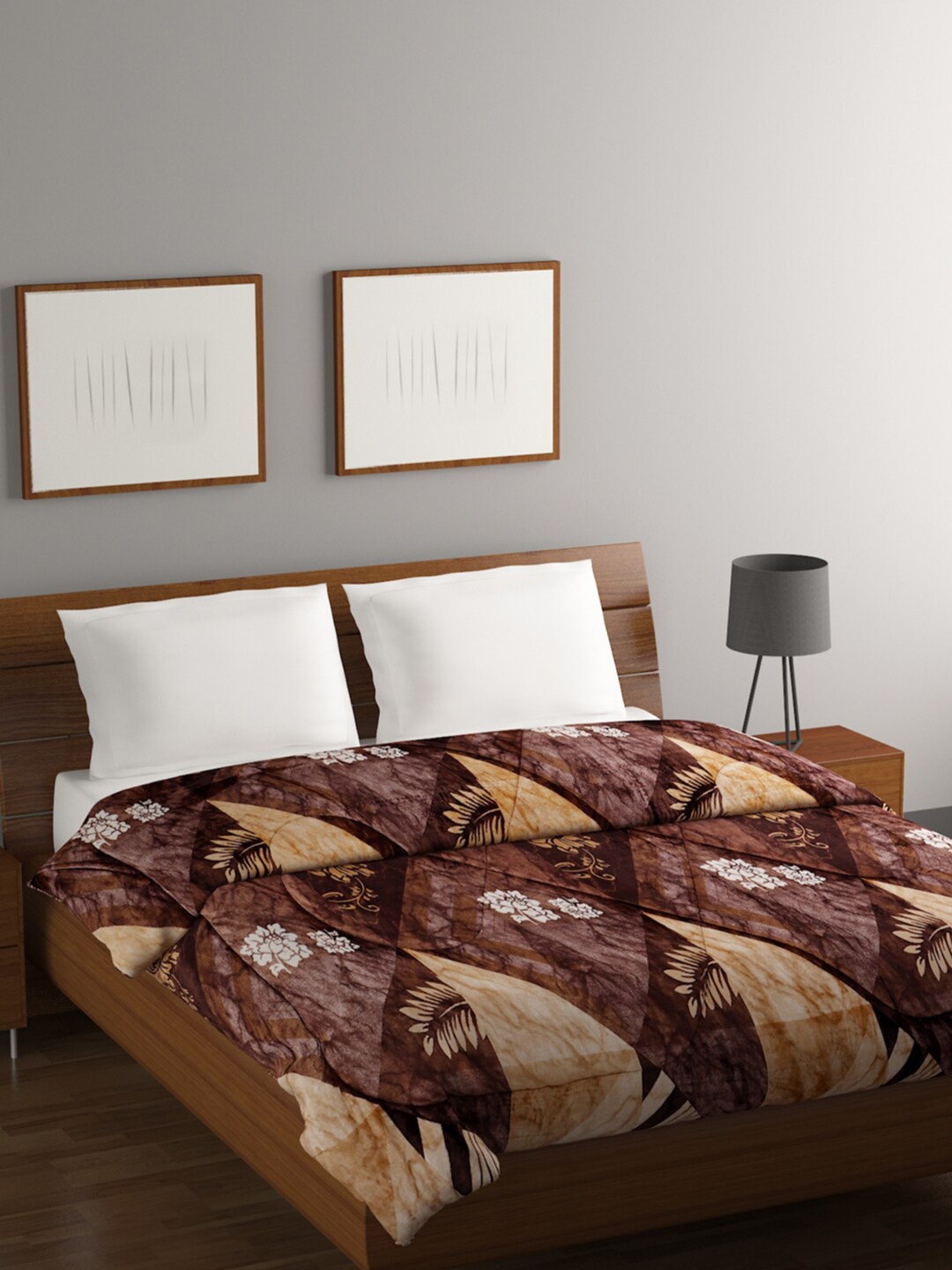 

BOMBAY DYEING Juniper Brown Floral Heavy Winter 795 GSM Double Bed Comforter
