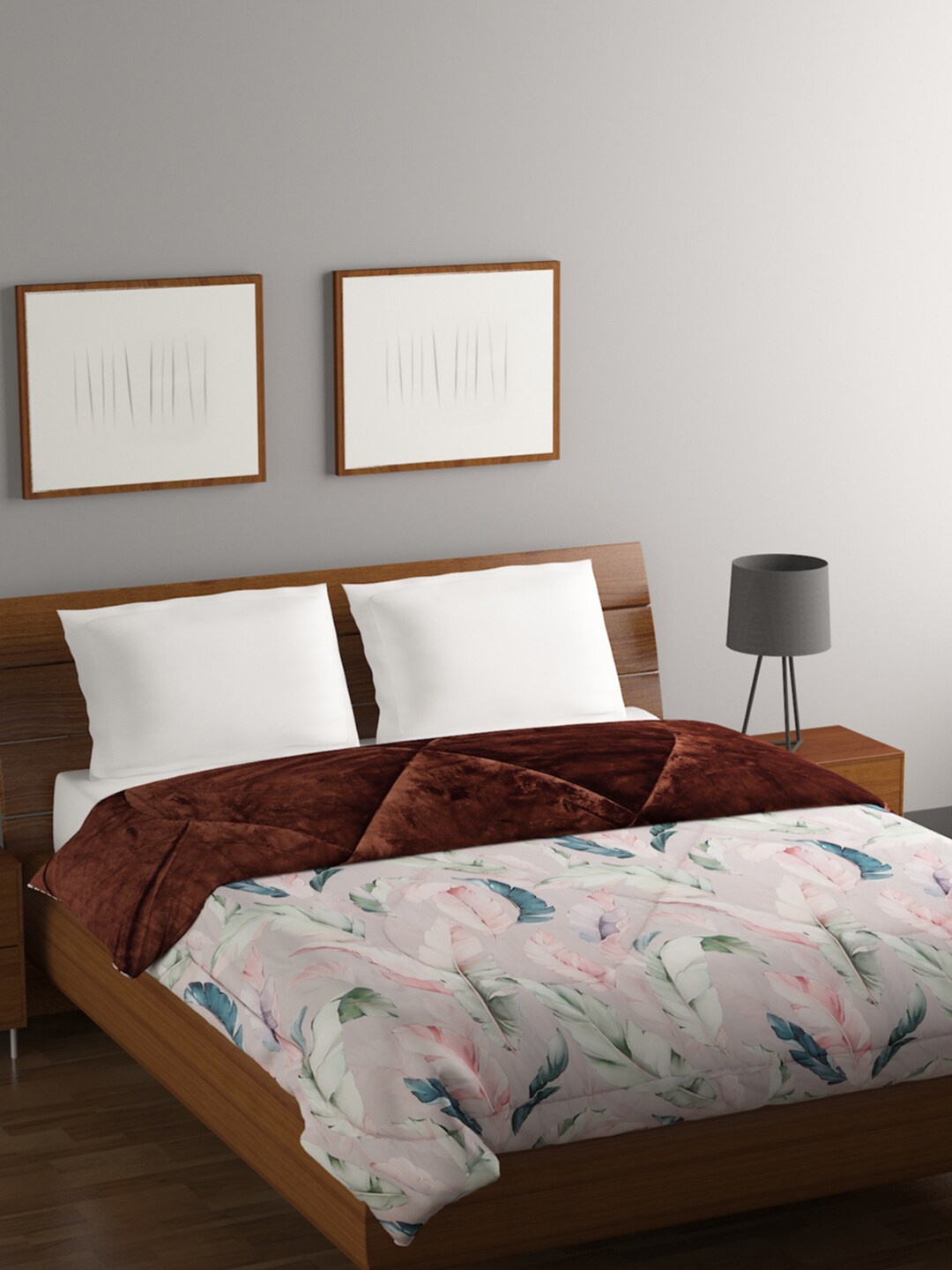 

BOMBAY DYEING Entice Pink & Green Floral Heavy Winter 795 GSM Double Bed Comforter