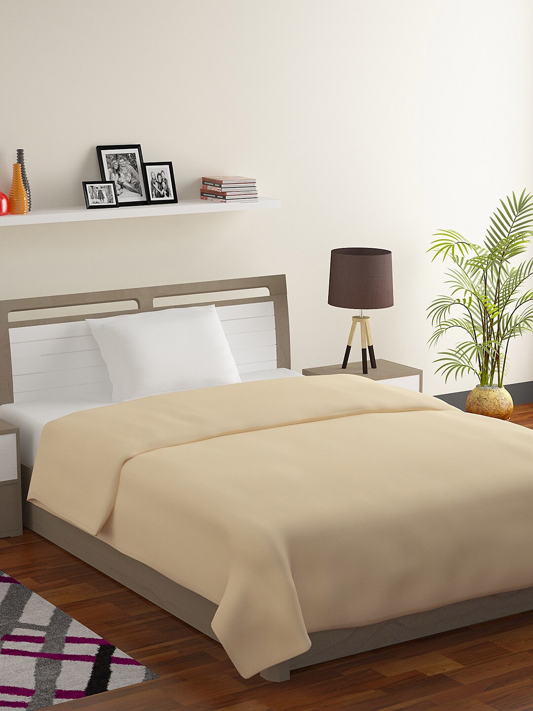 

BOMBAY DYEING Daisy Beige AC Room 181 GSM Single Bed Blanket