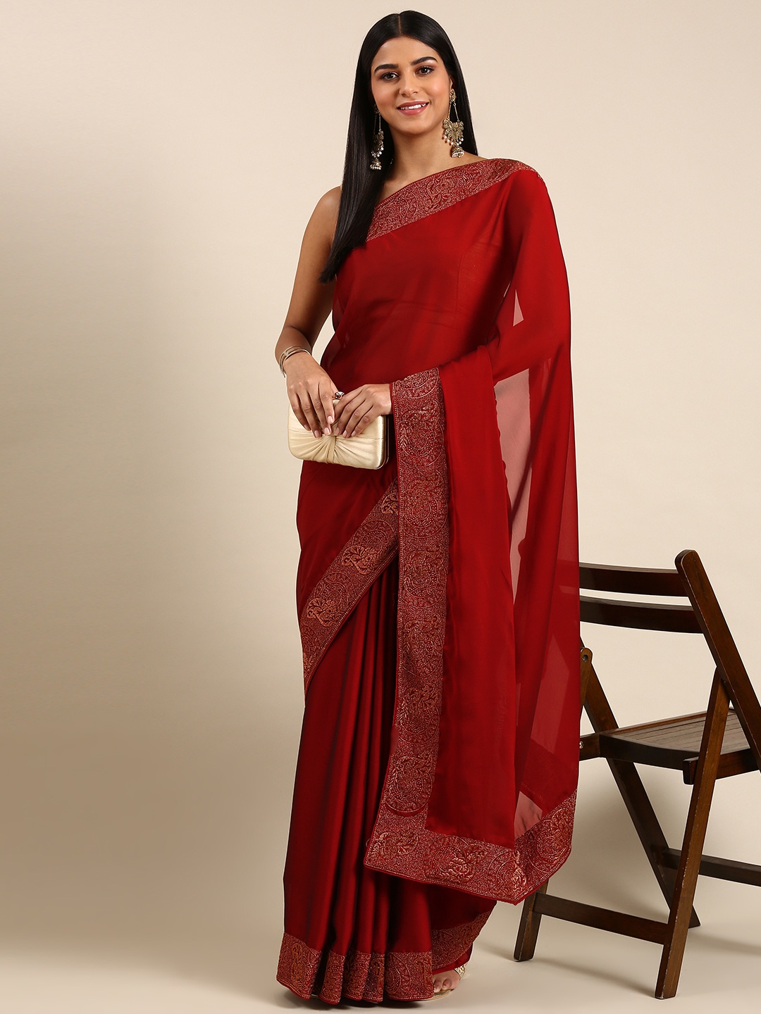 

kasee Zari Saree, Maroon