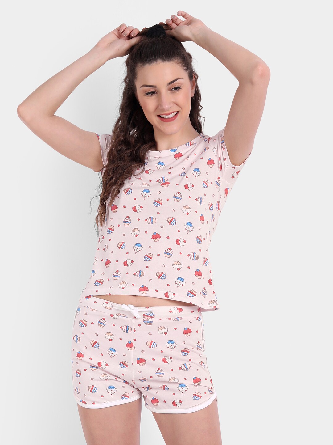 

COLOR CAPITAL Women Cream-Coloured Printed Night suit