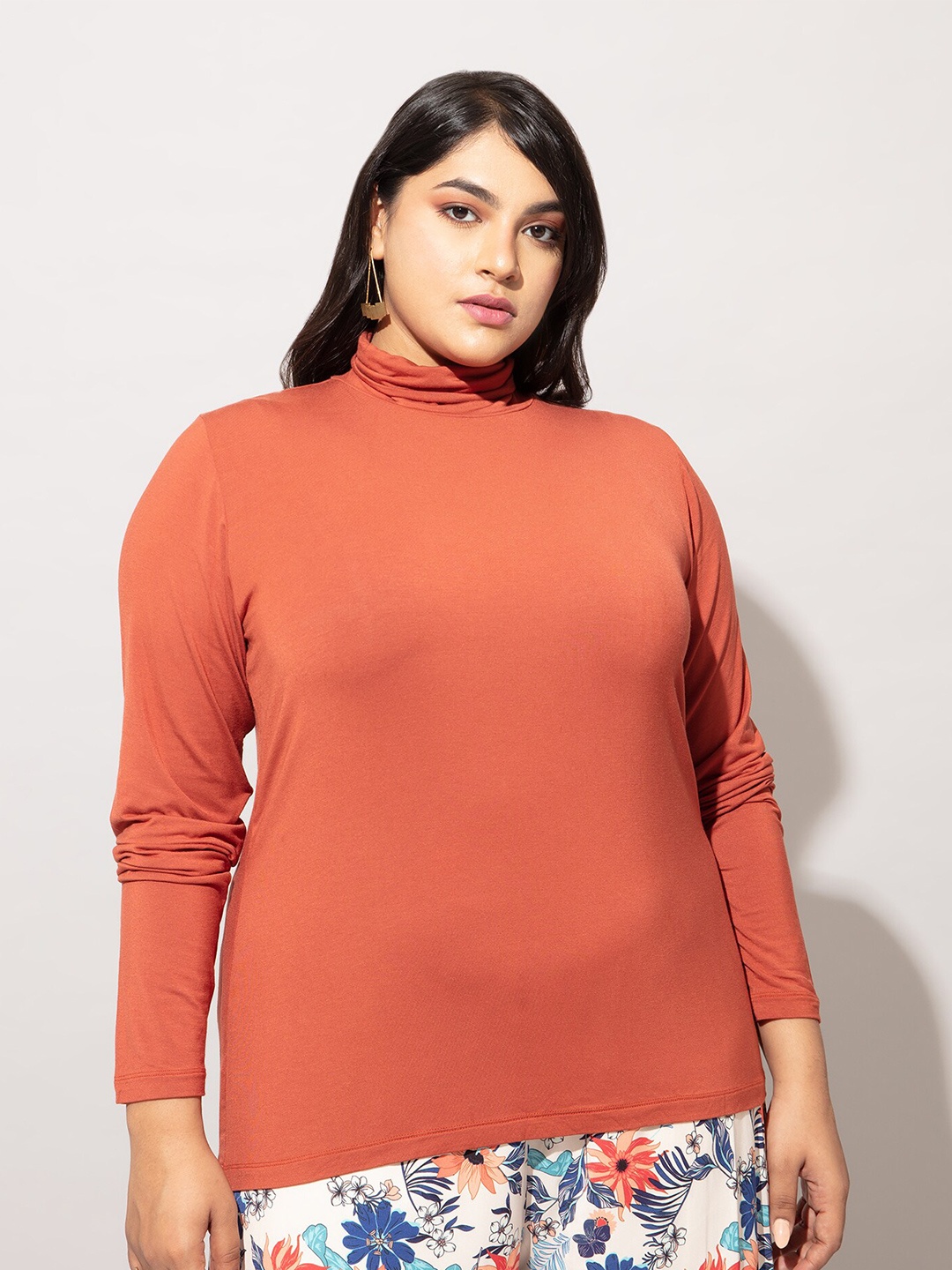 

20Dresses Women Plus Size High Neck T-shirt, Brown