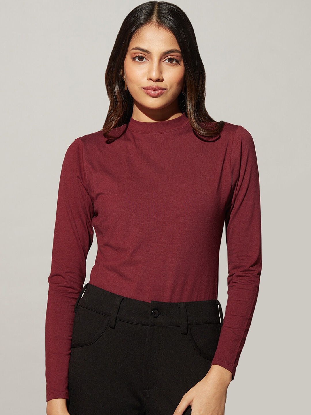 

20Dresses Women High Neck Bodysuit, Maroon