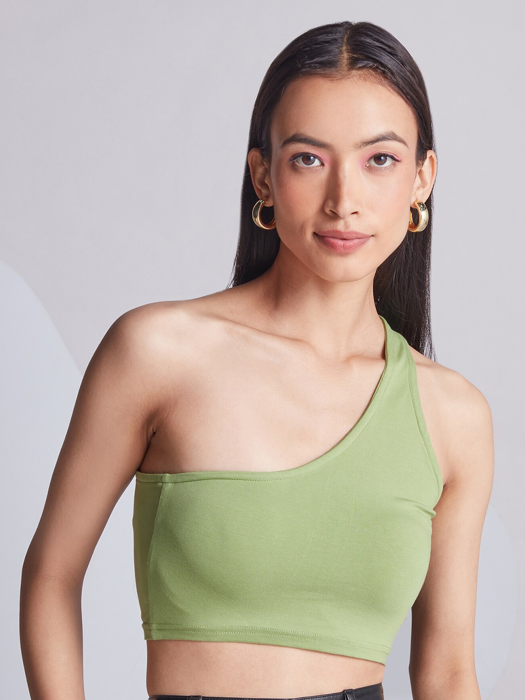 

20Dresses Women One Shoulder Crop Top, Olive