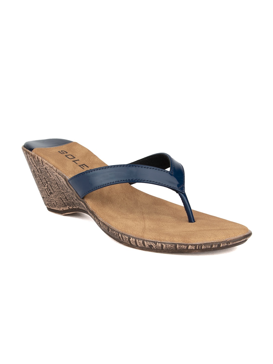 

SOLES T-Strap Wedge Heels, Navy blue