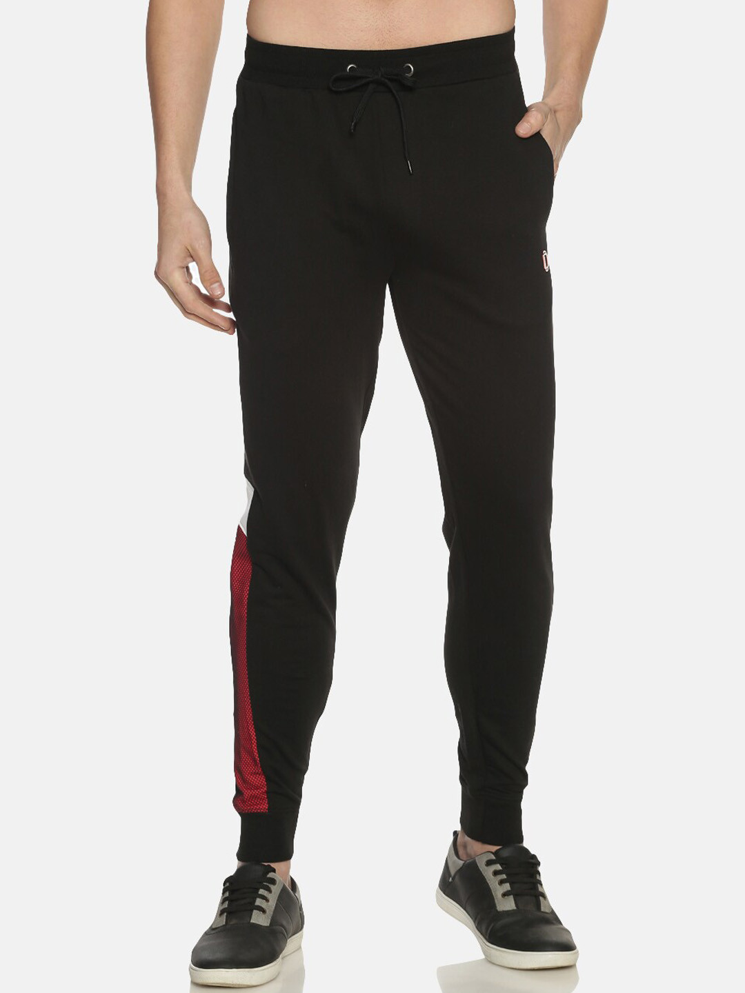 

Dollar Men Contrast Side Striped Cotton Casual Joggers, Black