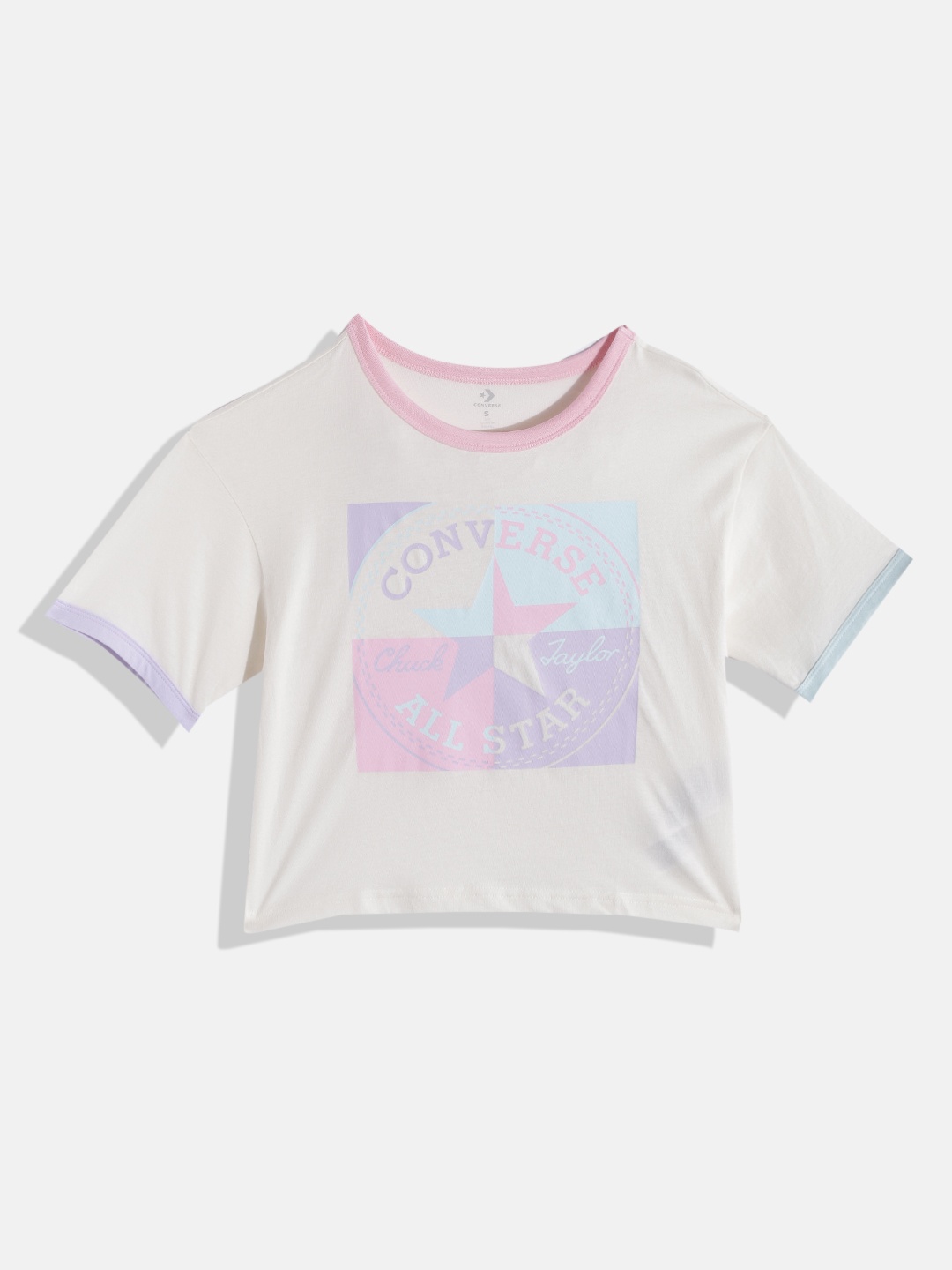 

Converse Ringer Printed Cotton Boxy T-shirt, Beige