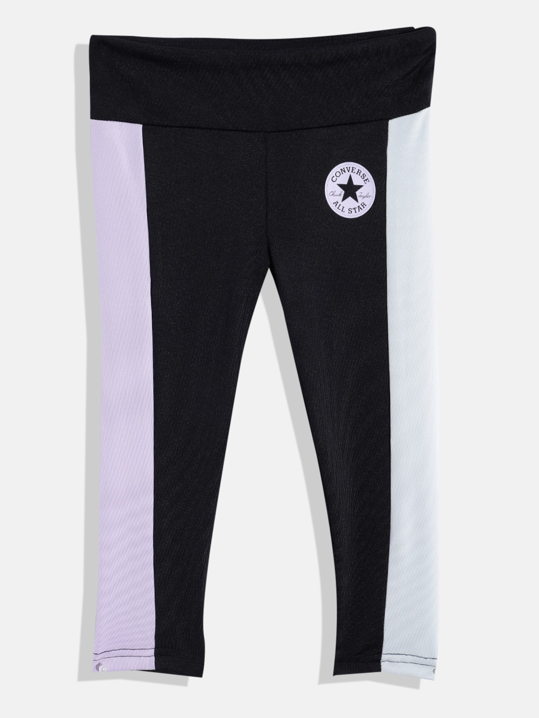 

Converse Girls High Rise Colourblocked Ankle Length Leggings, Black