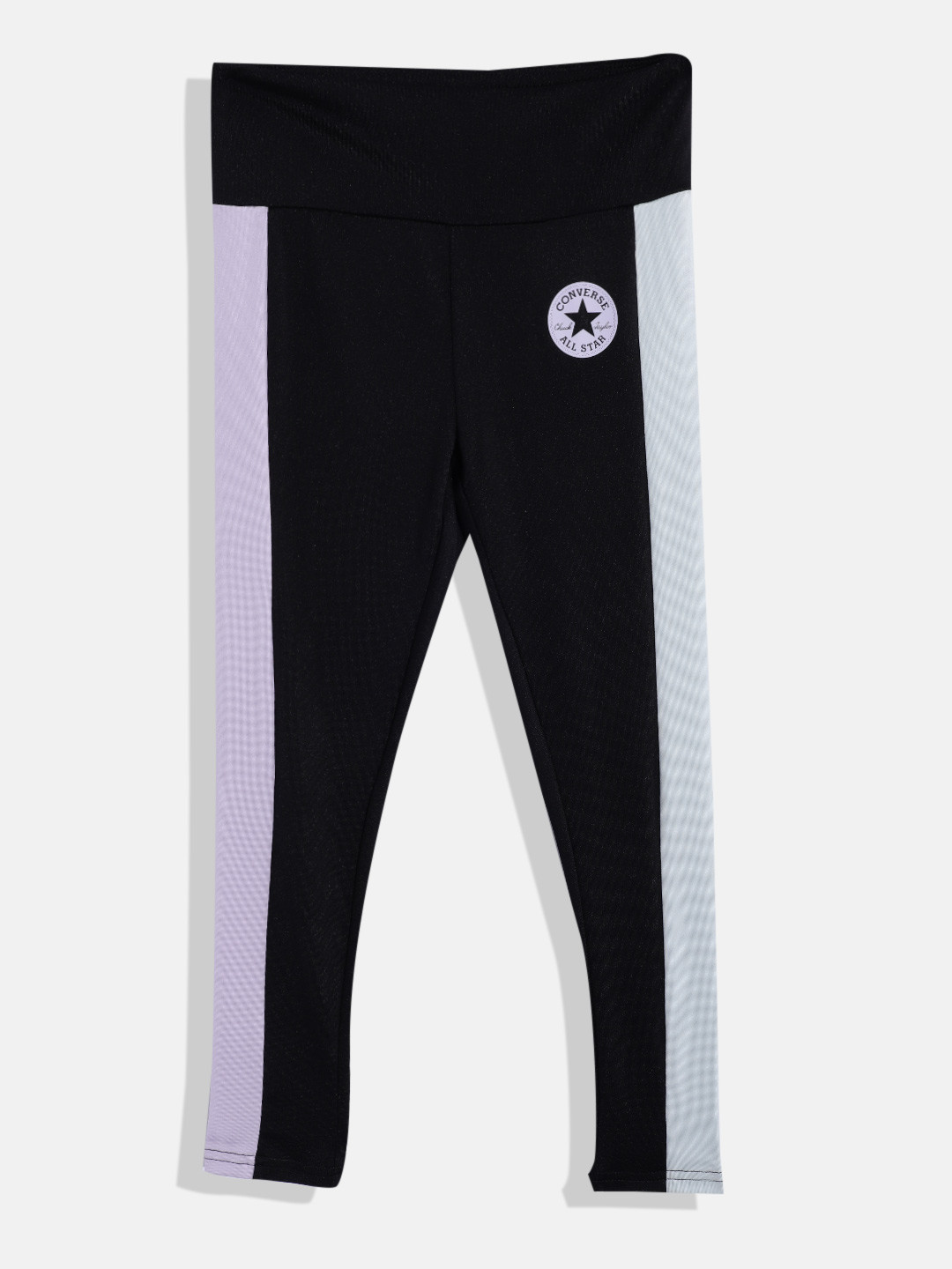 

Converse Girls High Rise Colourblocked Ankle Length Leggings, Black