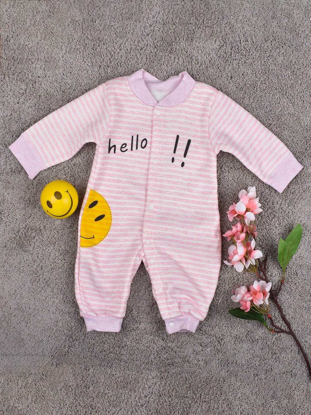 

Moms Home Infant Striped Organic Cotton Romper, Pink