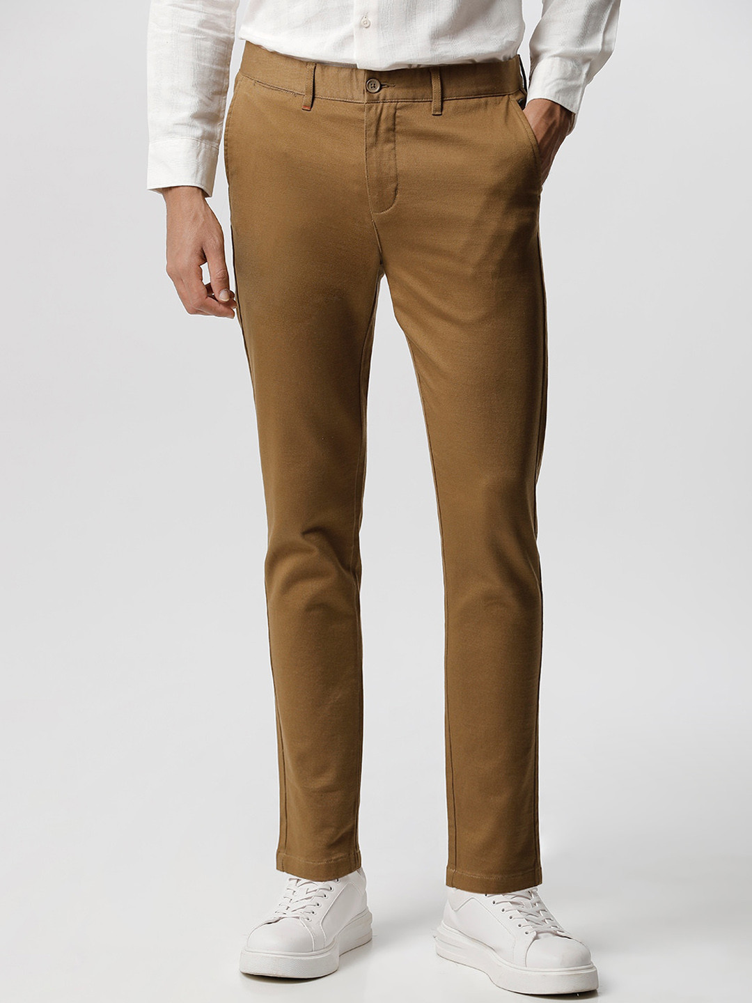 

THE BEAR HOUSE Men Smart Tapered Fit Chinos Trousers, Beige