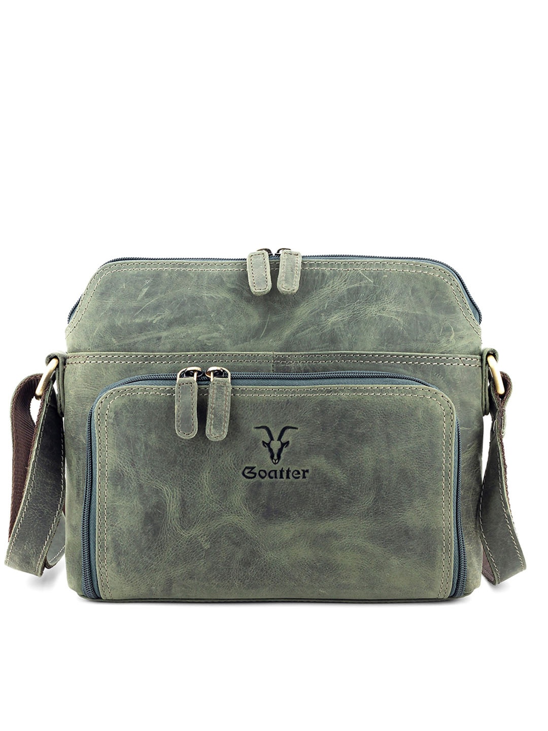 

Goatter Leather Structured Sling Bag, Green