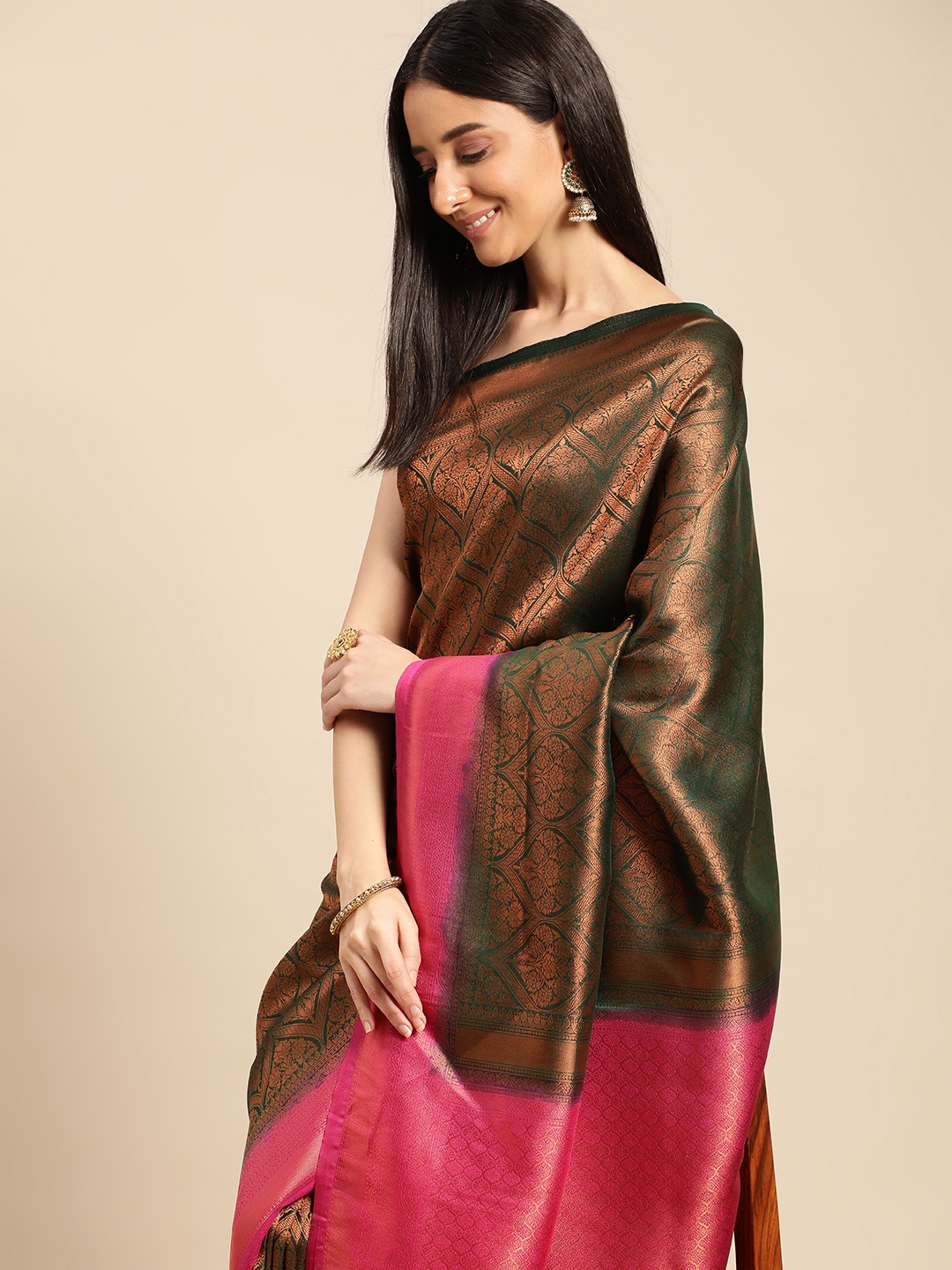 

Pothys Woven Design Ethnic Motifs Zari Banarasi Saree, Green