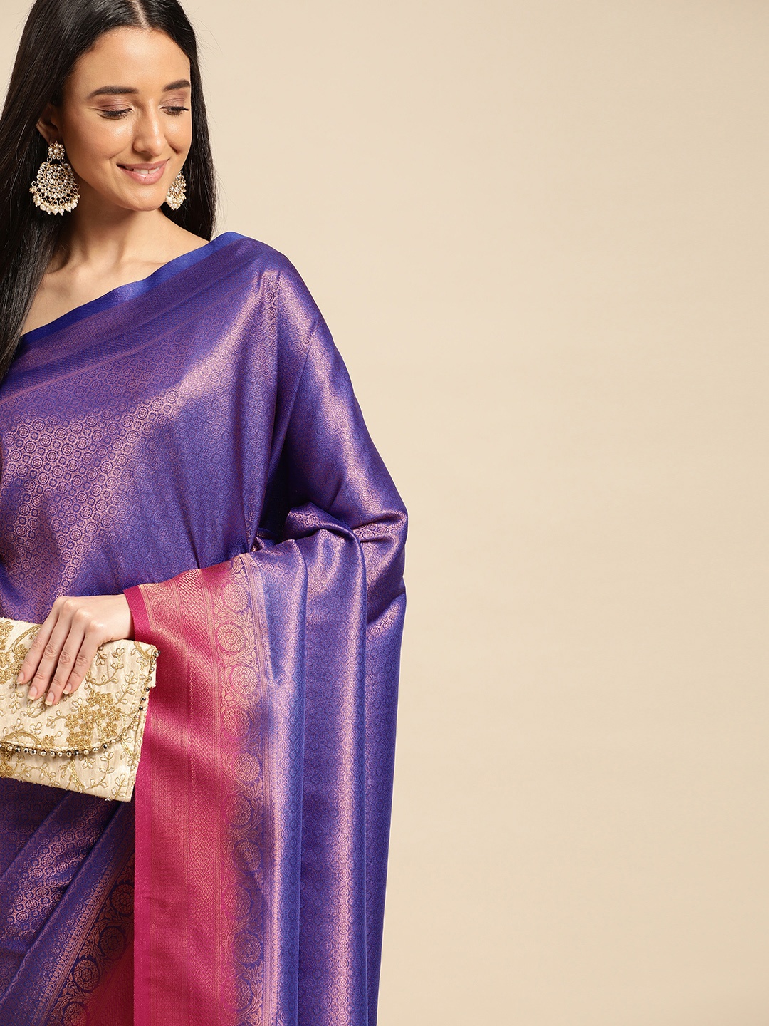

Pothys Woven Design Ethnic Motifs Zari Banarasi Saree, Blue