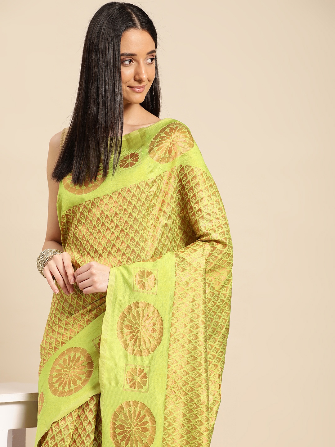 

Pothys Woven Design Ethnic Motifs Zari Saree, Green
