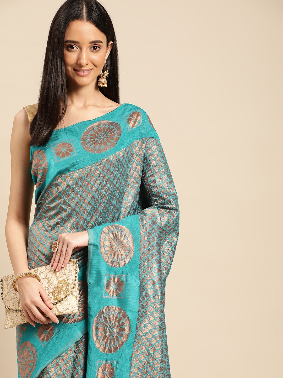 

Pothys Woven Design Ethnic Motifs Zari Saree, Green