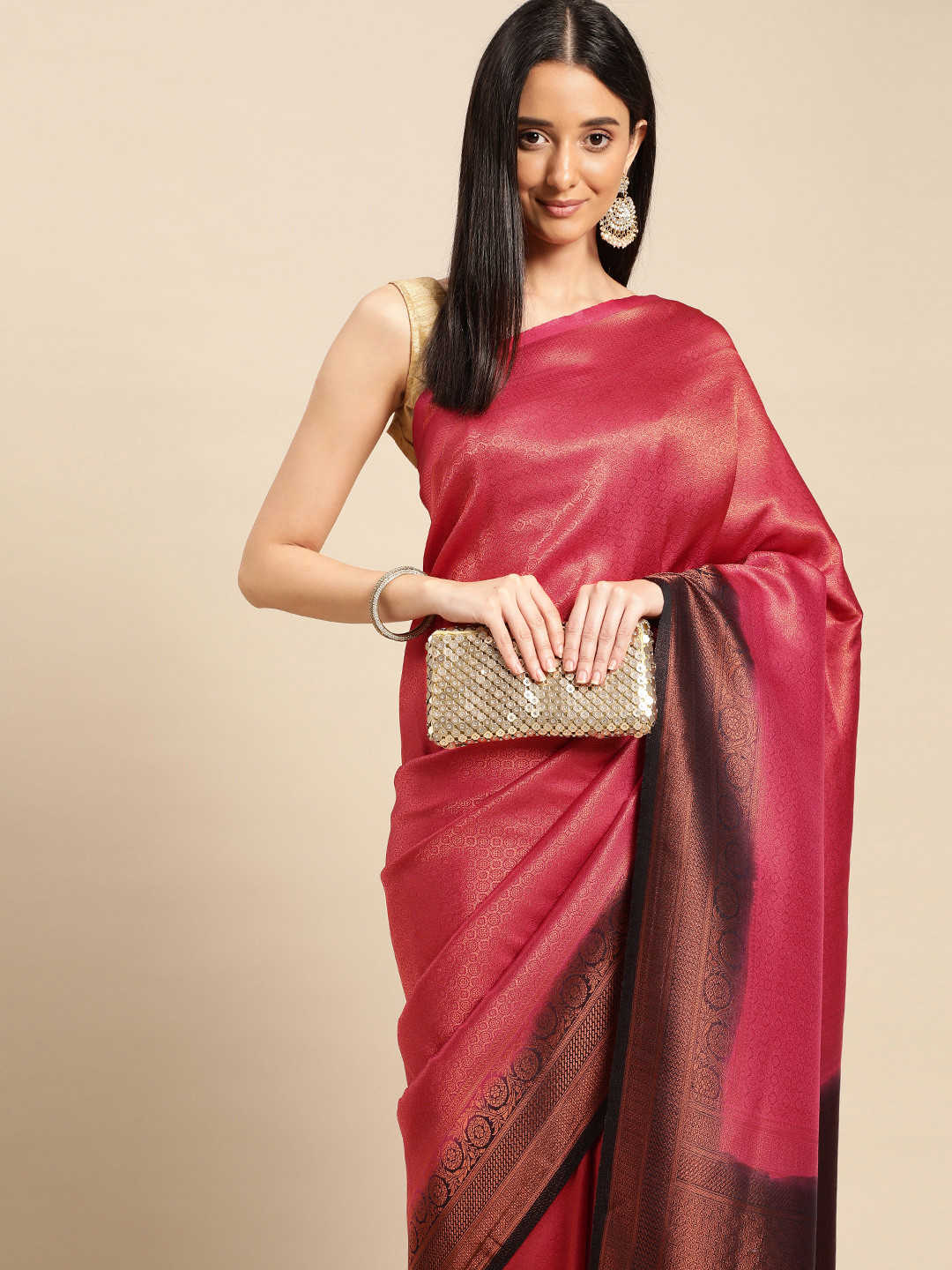 

Pothys Woven Design Ethnic Motifs Zari Banarasi Saree, Red