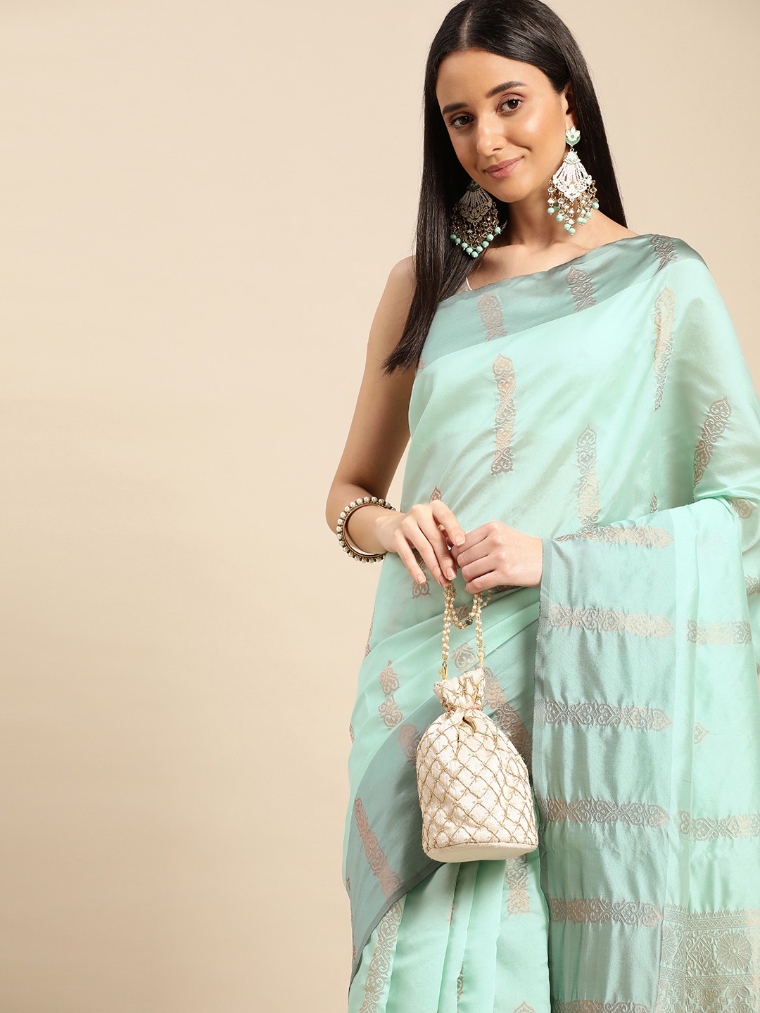 

Pothys Woven Design Ethnic Motifs Zari Saree, Green