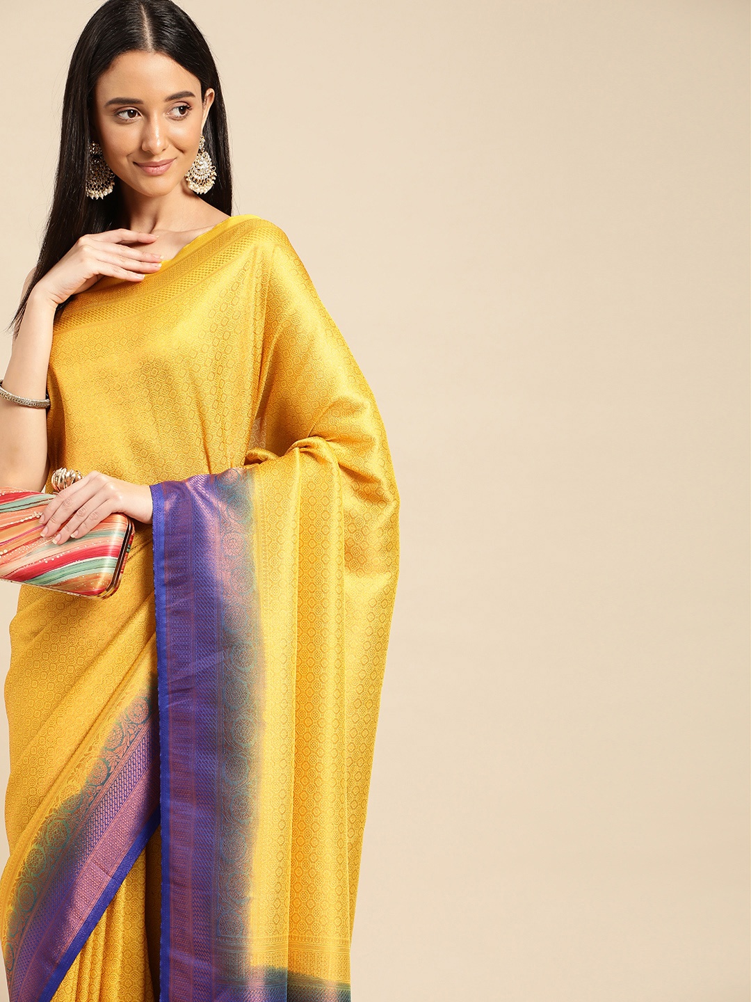 

Pothys Woven Design Ethnic Motifs Zari Banarasi Saree, Yellow