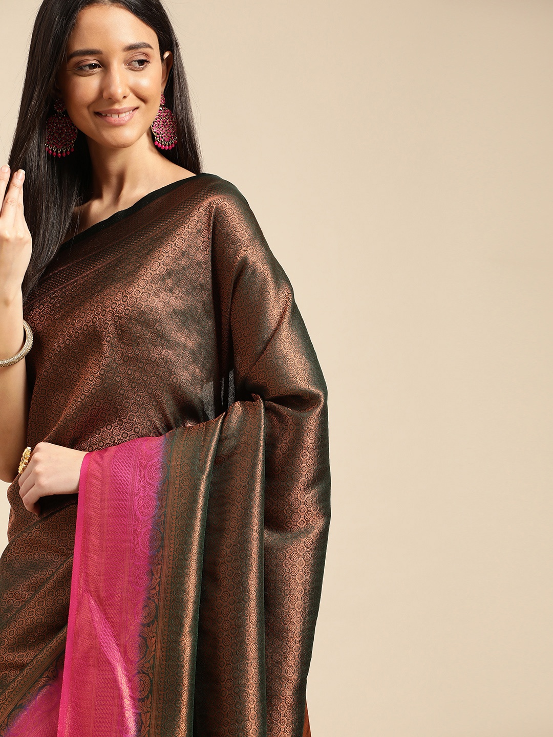 

Pothys Woven Design Ethnic Motifs Zari Banarasi Saree, Green