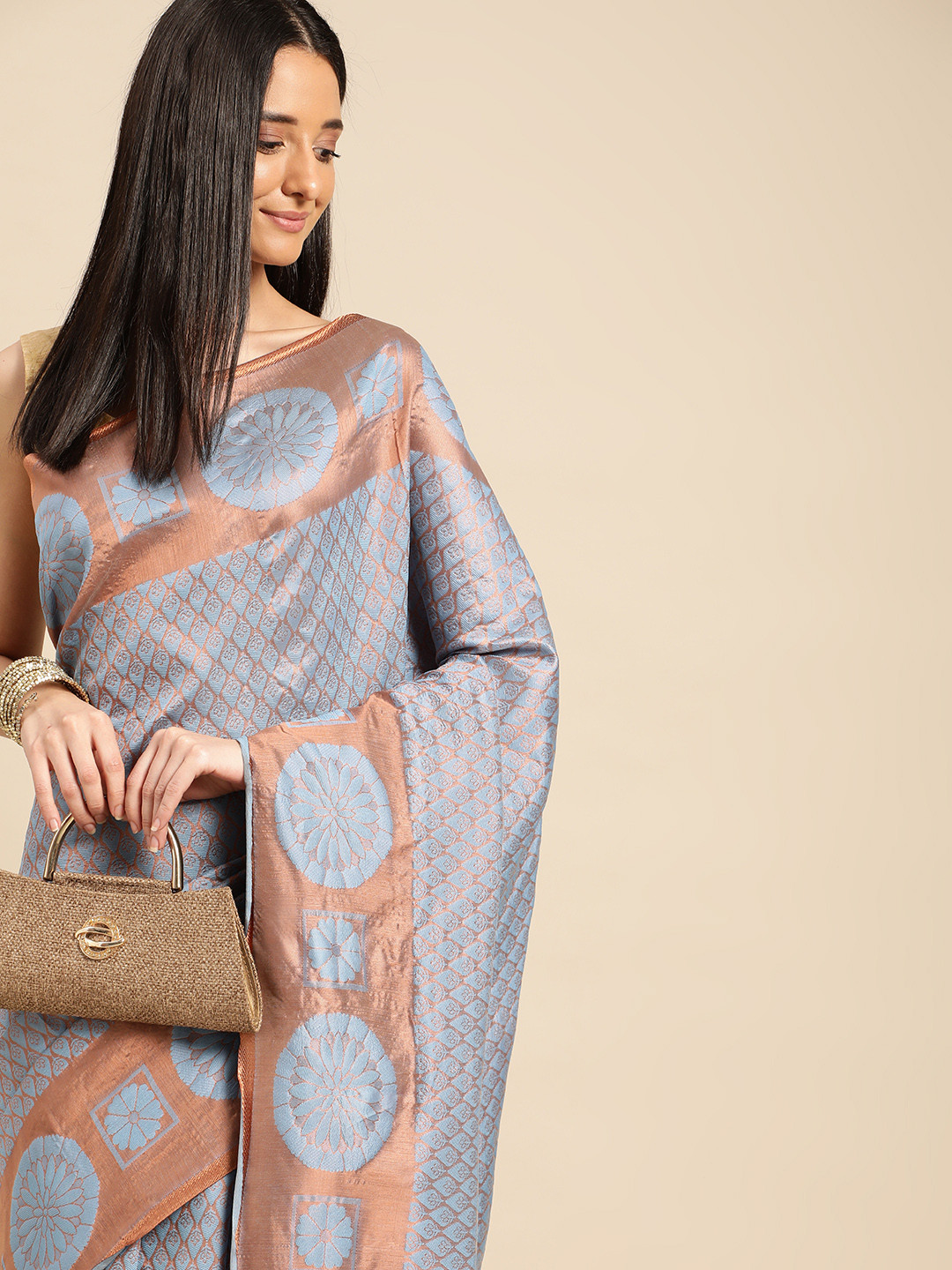 

Pothys Woven Design Ethnic Motifs Zari Saree, Blue