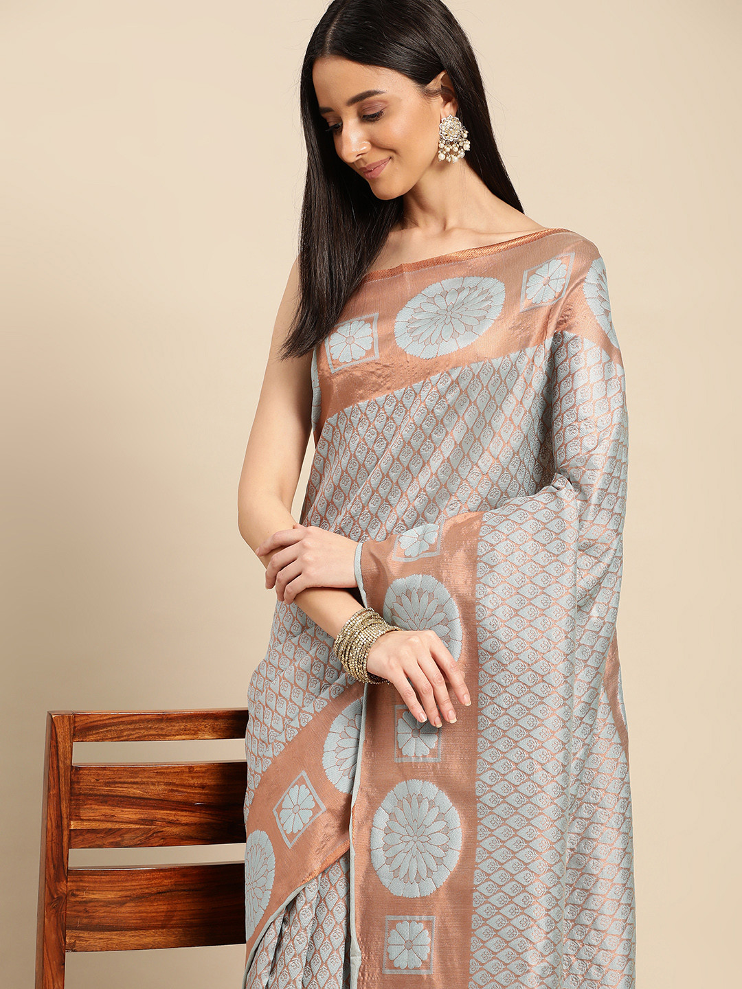 

Pothys Woven Design Ethnic Motifs Zari Saree, Blue