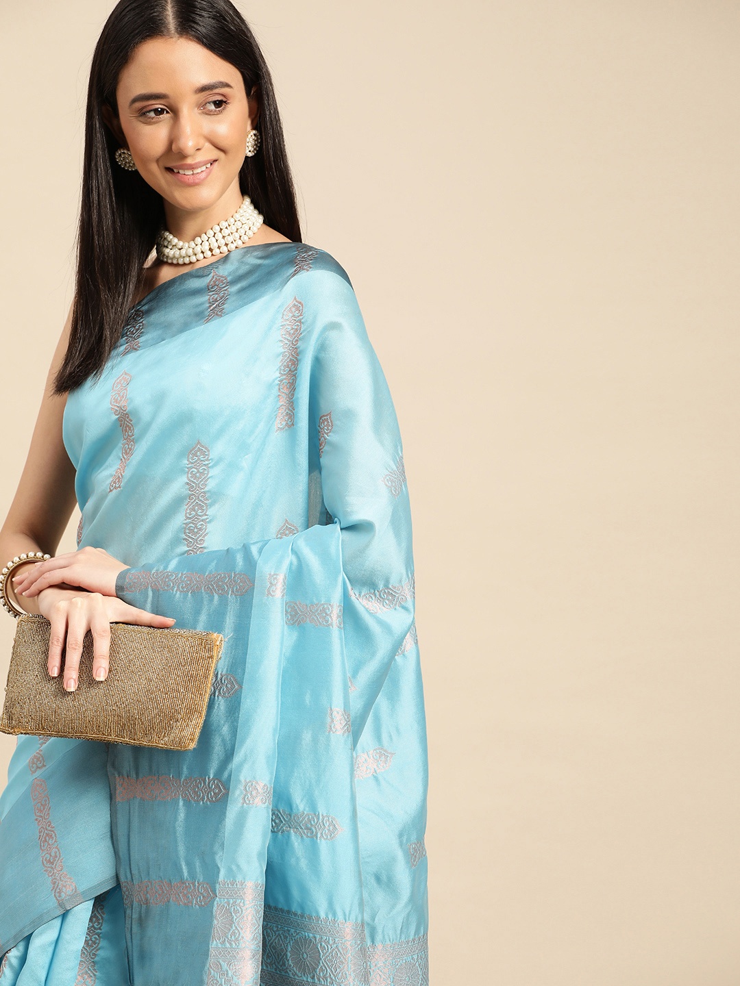 

Pothys Woven Design Ethnic Motifs Zari Saree, Blue