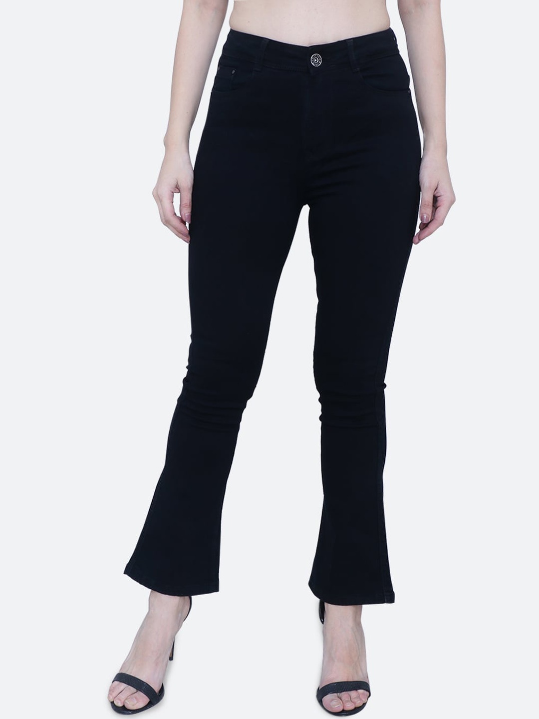 

FCK-3 Women Bootilicious Bootcut High-Rise Stretchable CottonJeans, Black