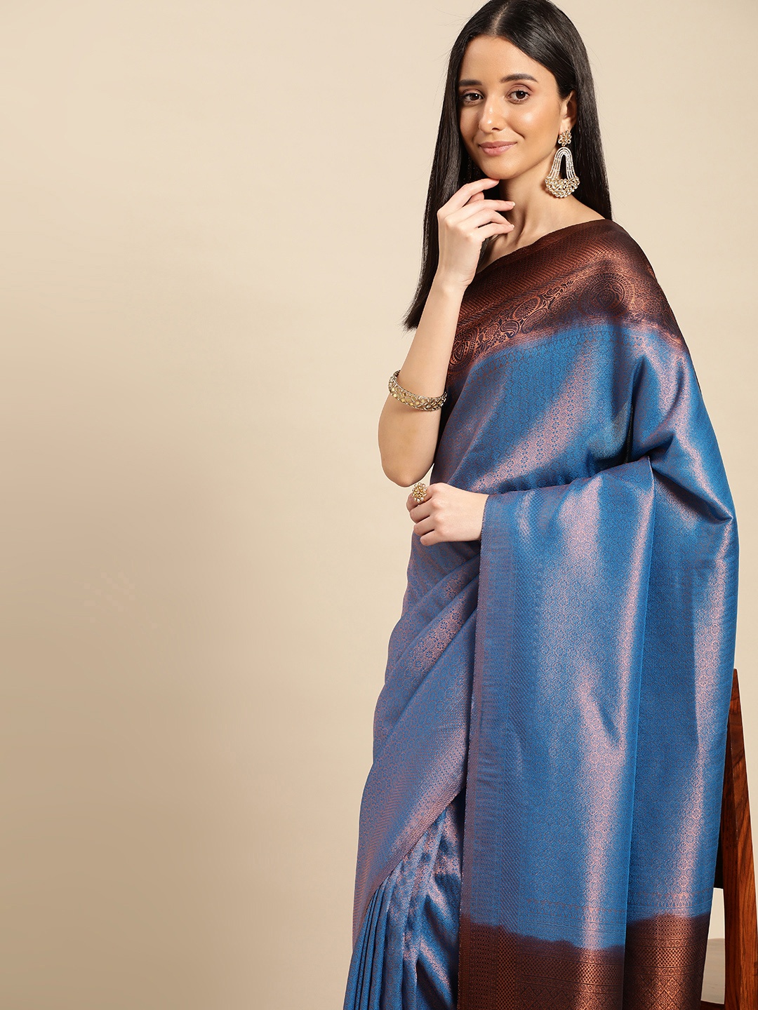 

Pothys Woven Design Ethnic Motifs Zari Banarasi Saree, Blue