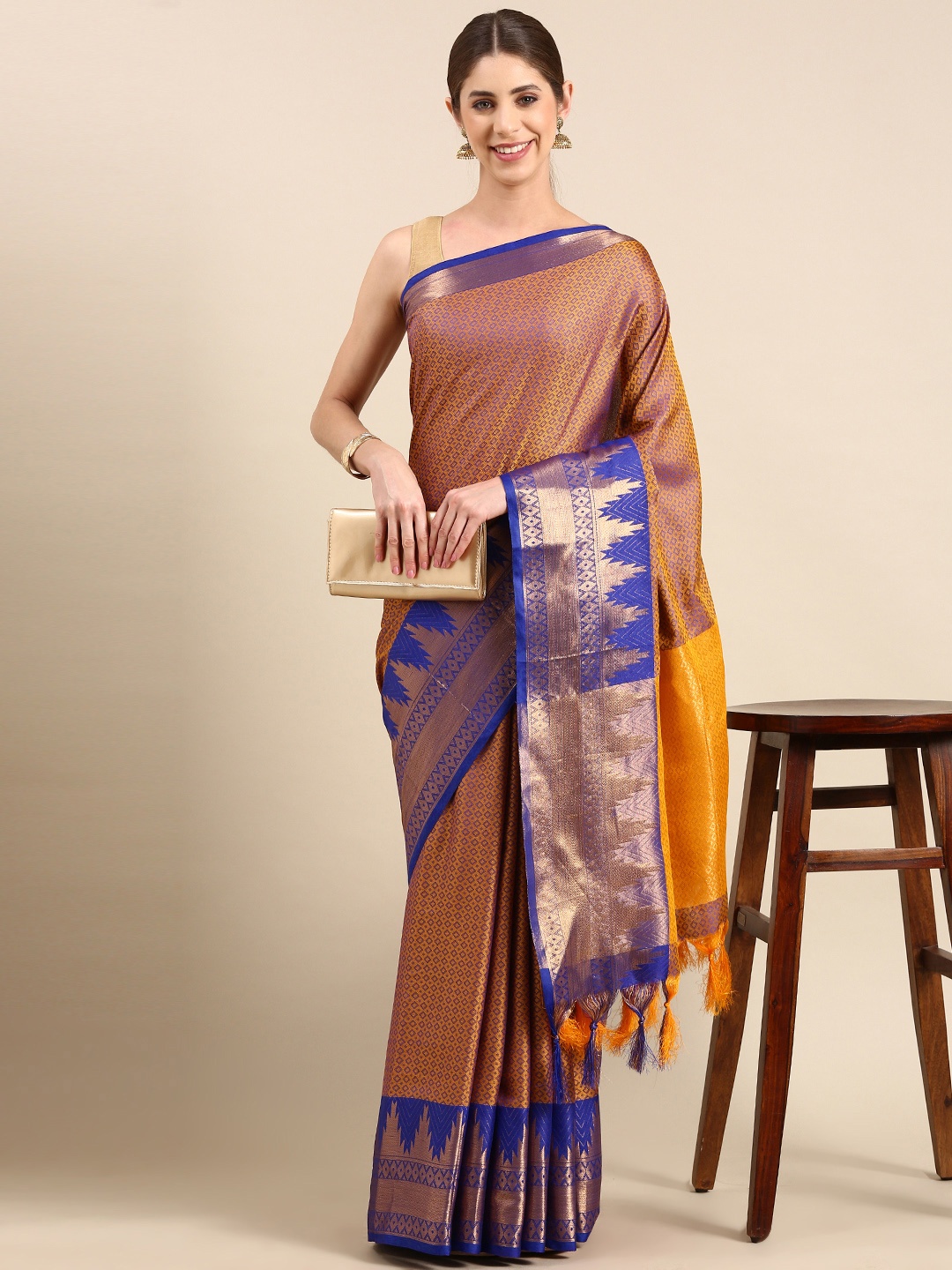 

Pothys Woven Design Ethnic Motifs Zari Jute Silk Saree, Blue