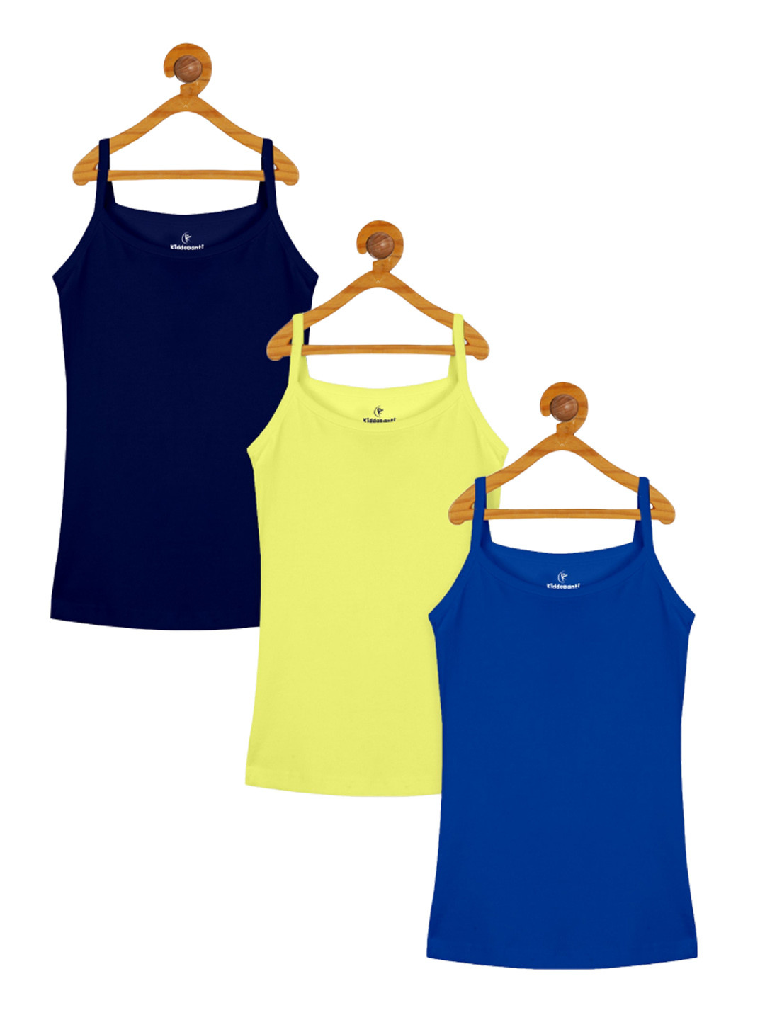 

KiddoPanti Girls Pack Of 3 Pure Cotton Camisoles, Blue