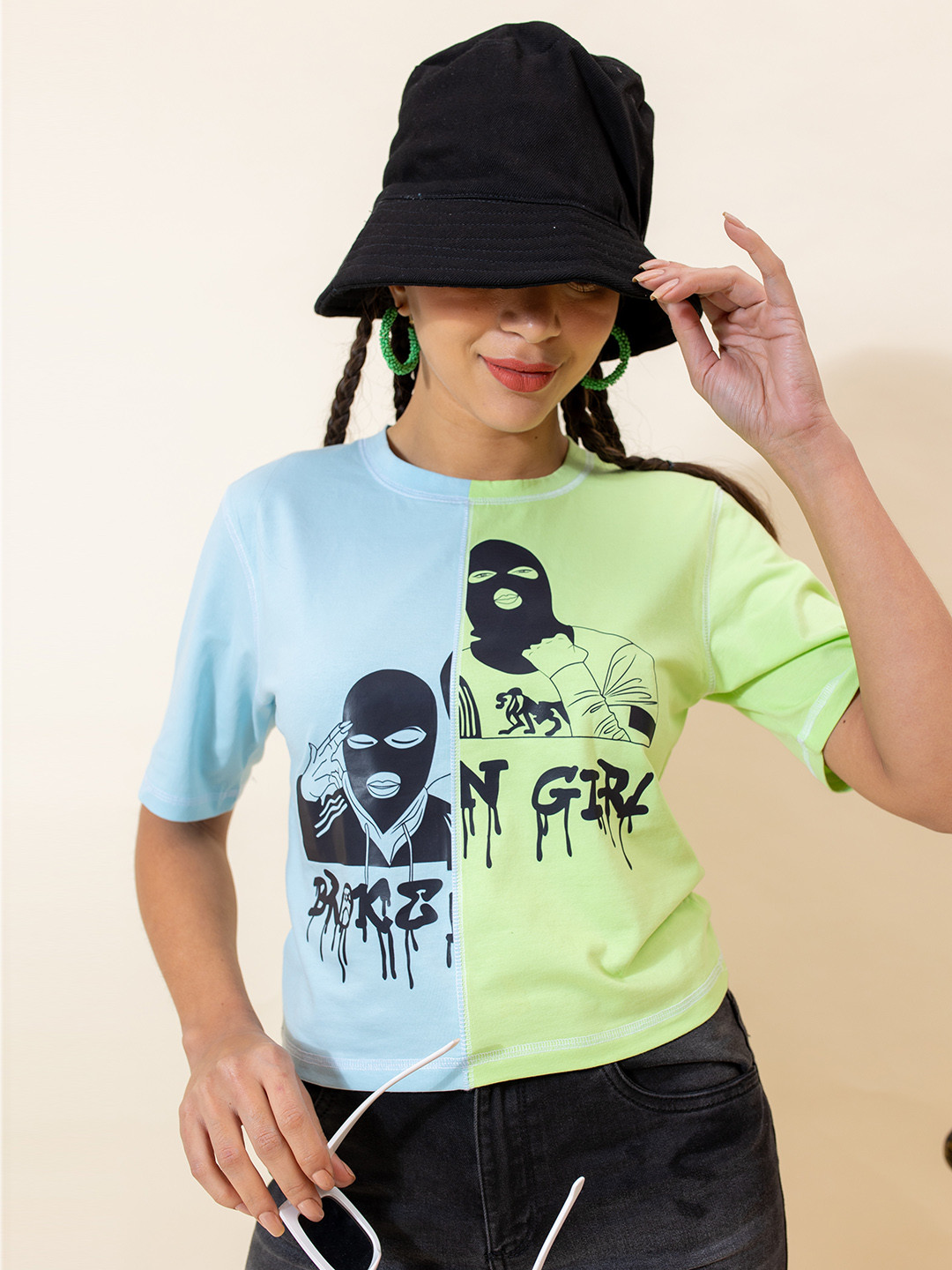 

Stylecast X Hersheinbox Women Printed Pure Cotton T-shirt, Green