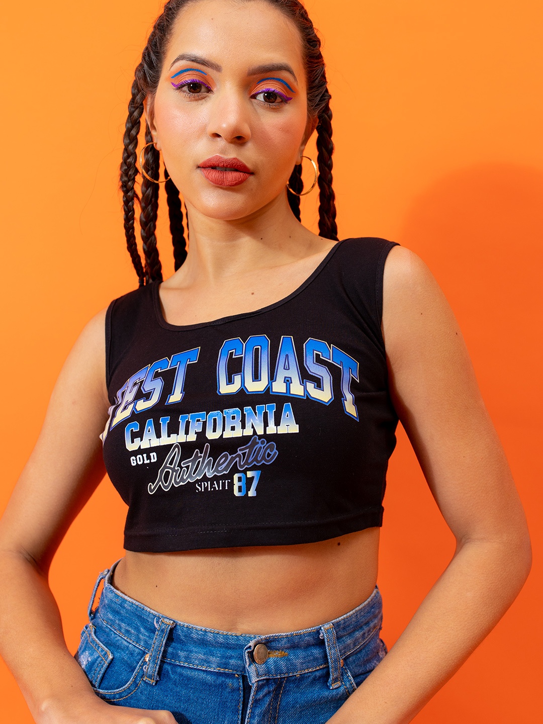 

Stylecast X Hersheinbox Cotton Printed Crop Top, Black