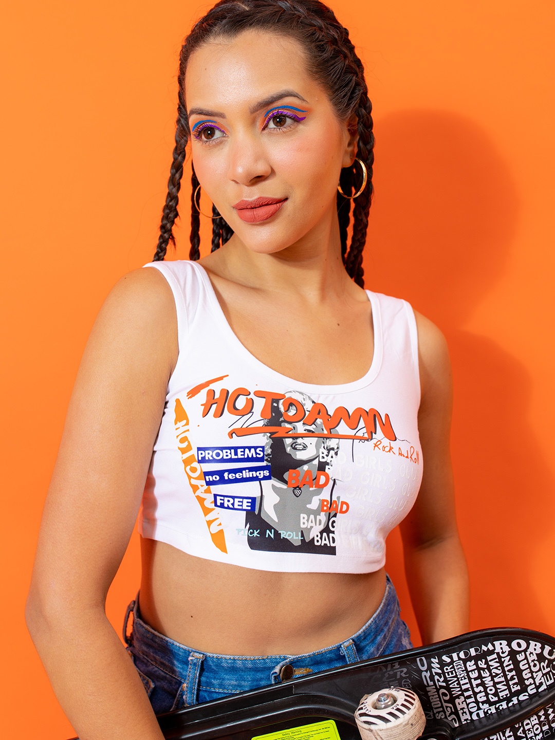 

Stylecast X Hersheinbox Graphic Print Crop Top, White
