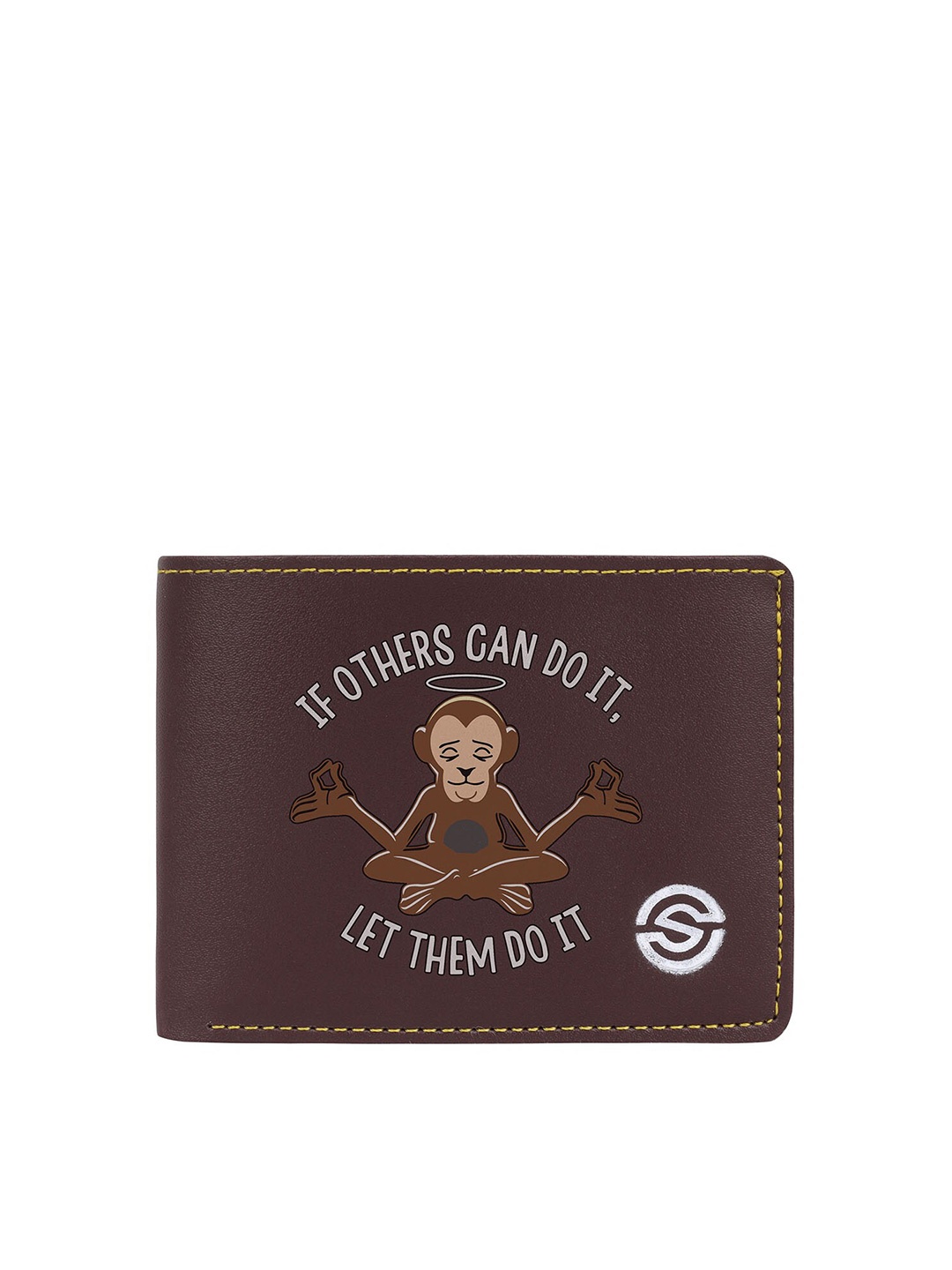 

SCHARF Men Typography Printed PU Two Fold Wallet with SD Card Holder, Brown
