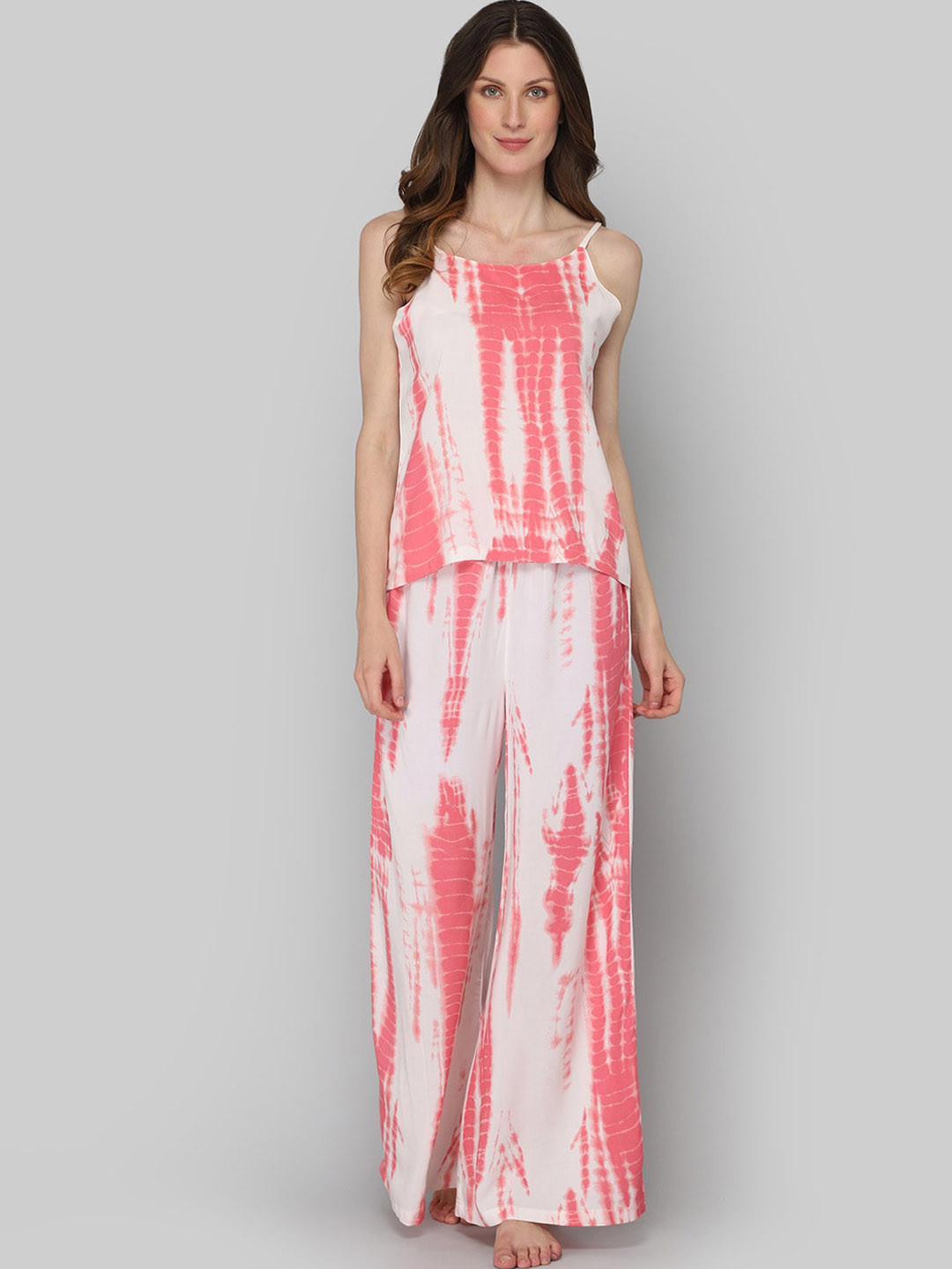 

DRAPE IN VOGUE Women 2 Pieces Tie & Dye Printed Night Suit, Off white