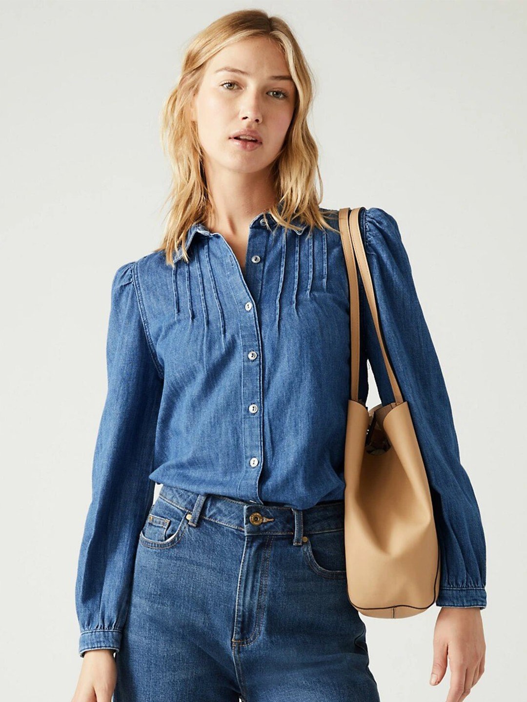 

Marks & Spencer Women Casual Pure Cotton Shirt, Blue