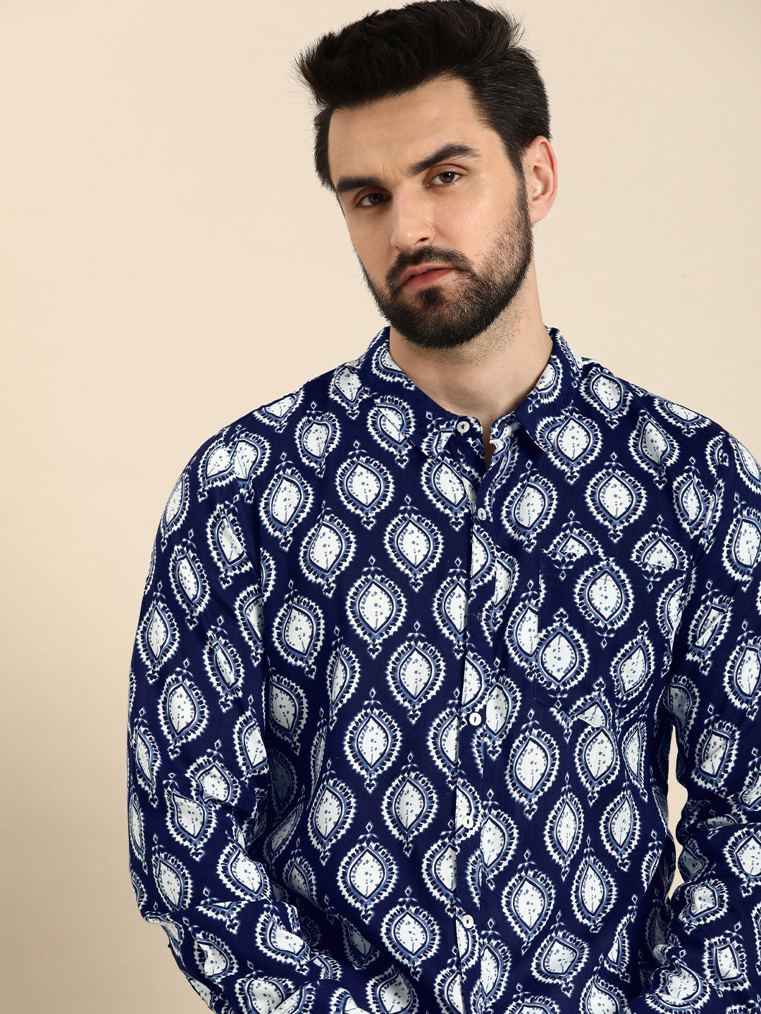 

Anouk Ethnic Printed Casual Shirt, Blue