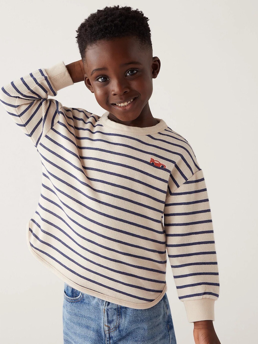 

Marks & Spencer Boys Striped Cotton Sweatshirt, Cream