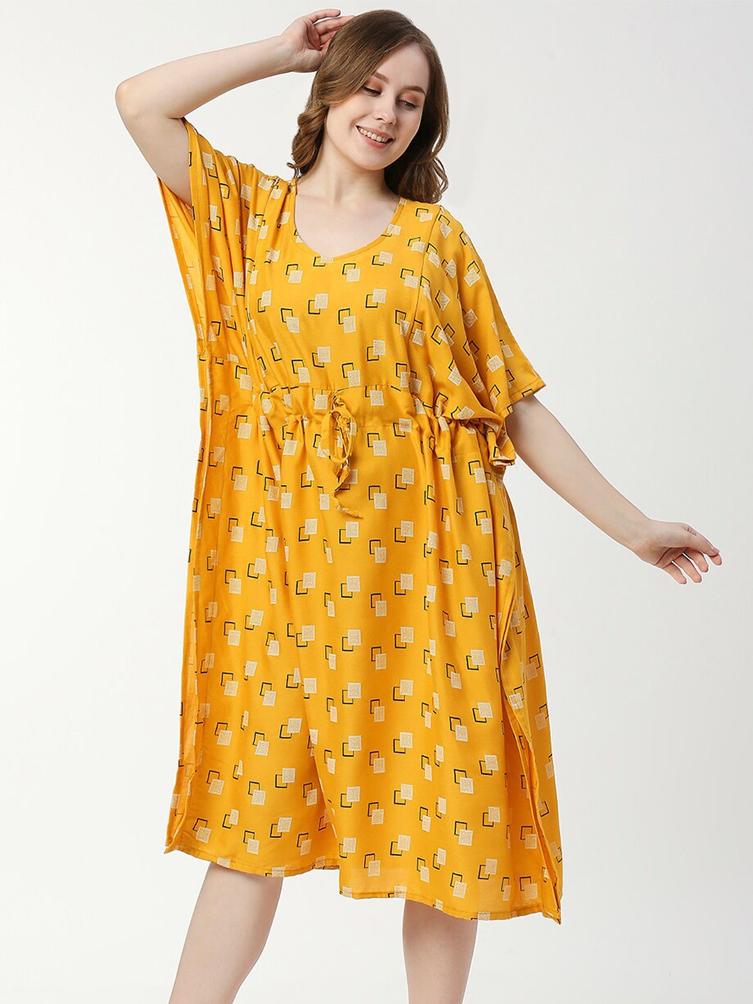 

Pretty Awesome Maternity Printed Nightdress, Yellow