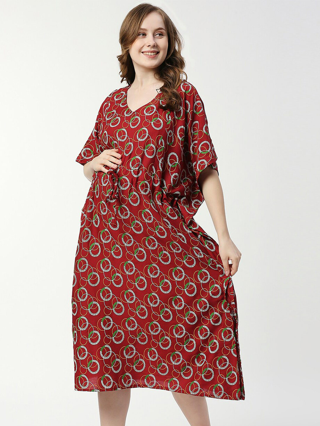 

Pretty Awesome Maternity Printed Nightdress, Maroon