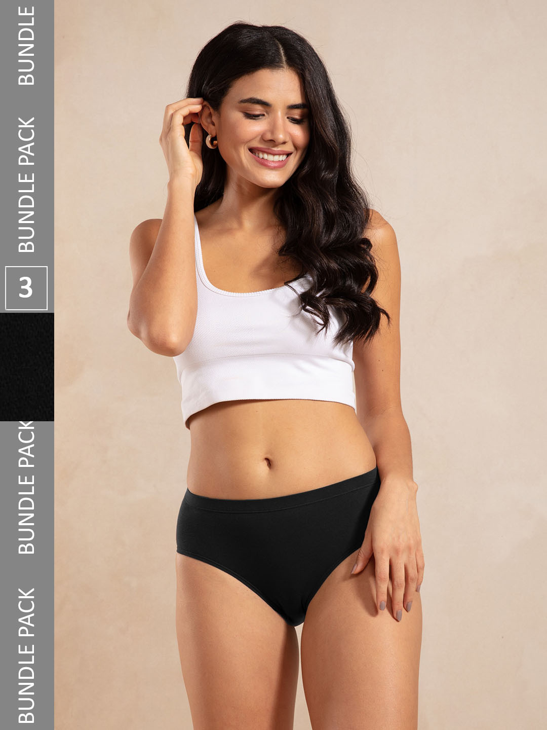 

Nykd Women Pack Of 3 Cotton Anti-Odour Hipster Briefs, Black