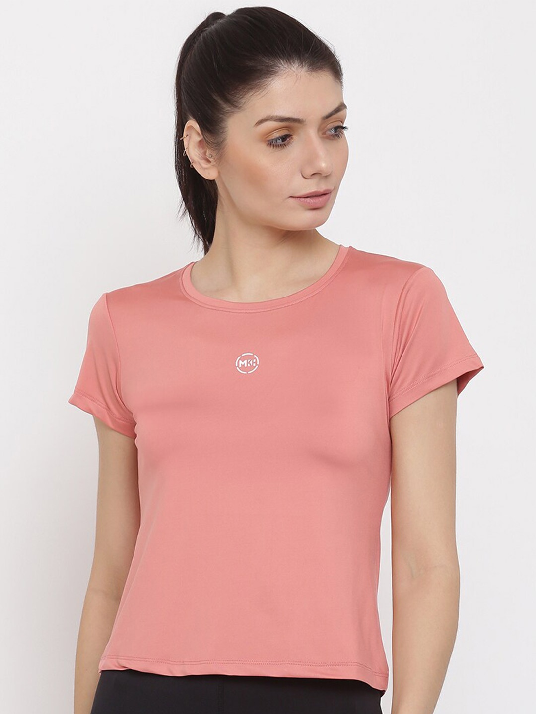 

MKH Women Round Neck Dri-FIT Running T-shirt, Peach
