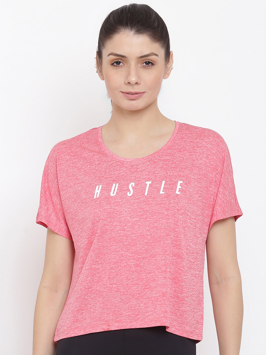 

MKH Women Printed Round Neck Dri-FIT T-shirt, Pink