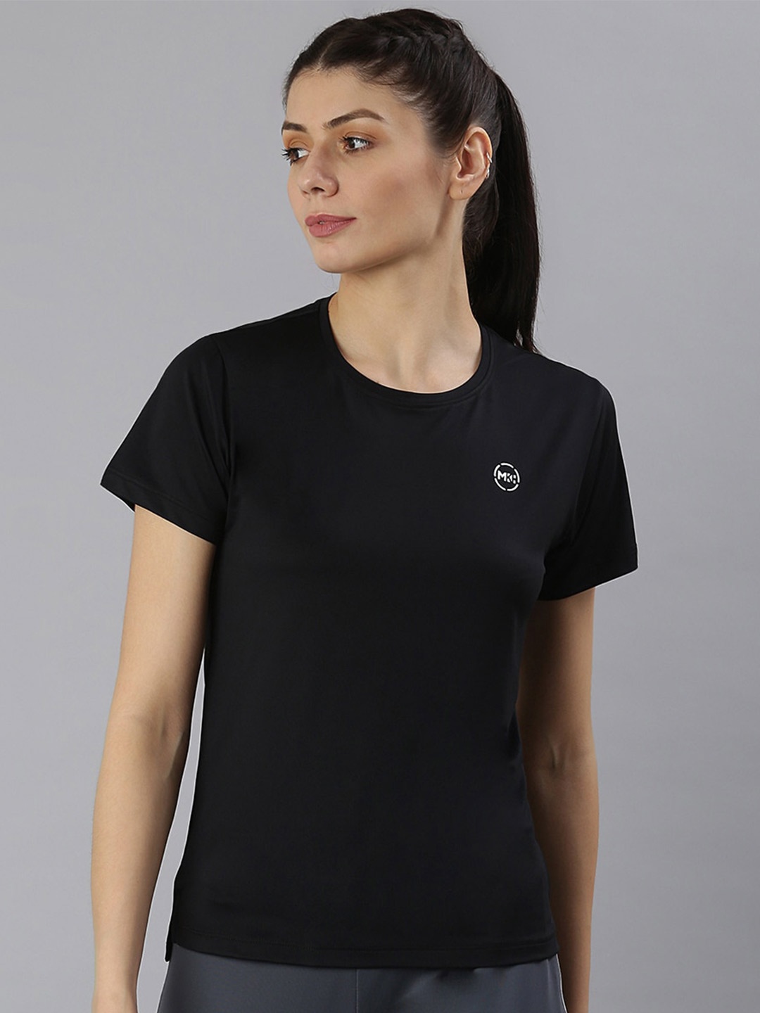 

MKH Women Round Neck Dri-FIT T-shirt, Black