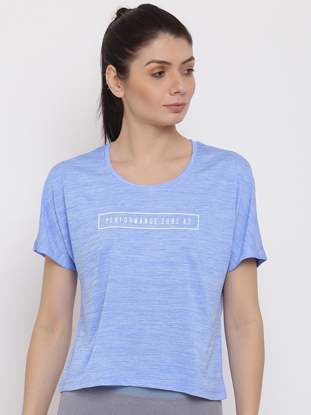 

MKH Women Blue Typography Printed Dri-FIT T-shirt