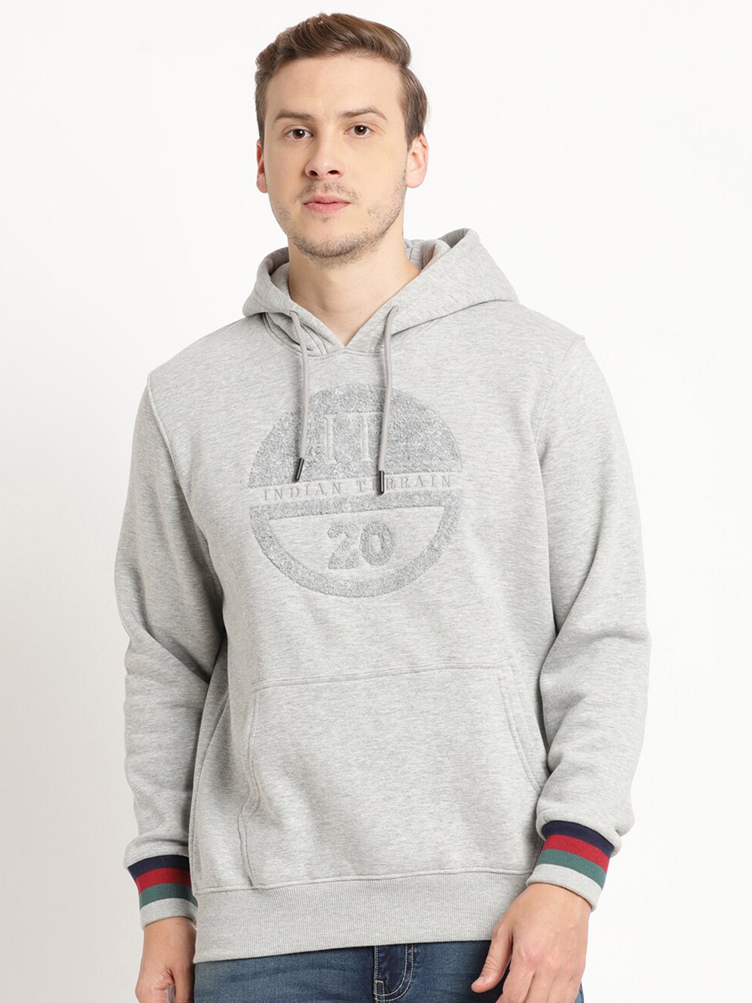 

Indian Terrain Men Hooded Cotton Sweatshirt, Grey