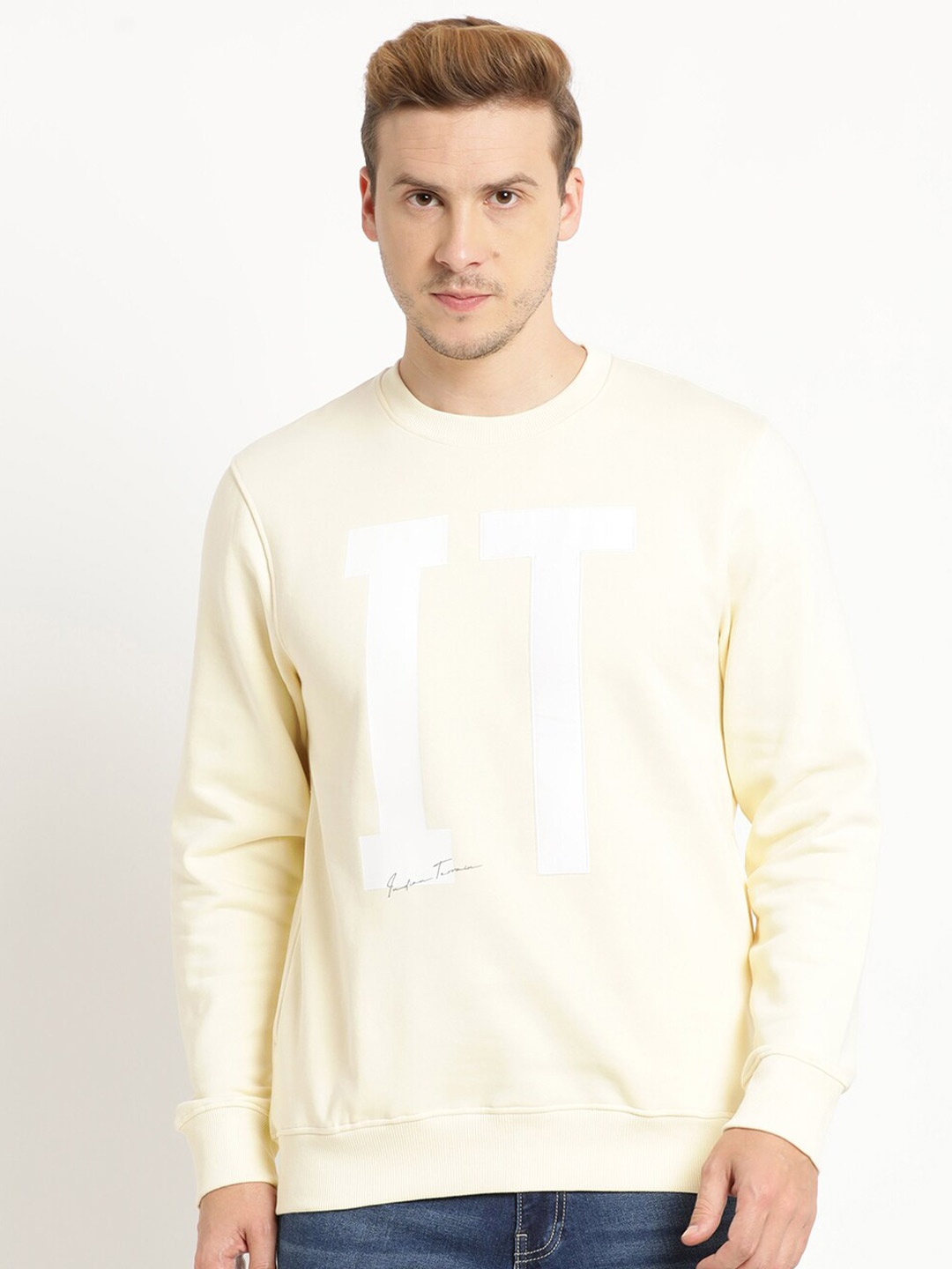 

Indian Terrain Men Printed Sweatshirt, Yellow