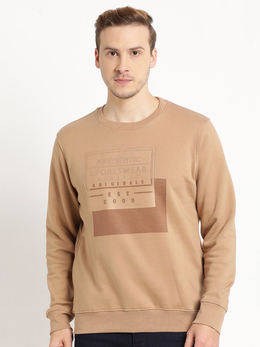 

Indian Terrain Men Printed Cotton Sweatshirt, Brown